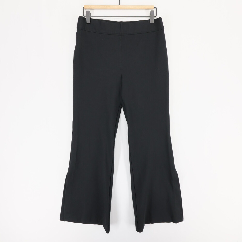 Spanx The Perfect Pant Womens L Black Split Hem Wide Leg Ponte Pull On